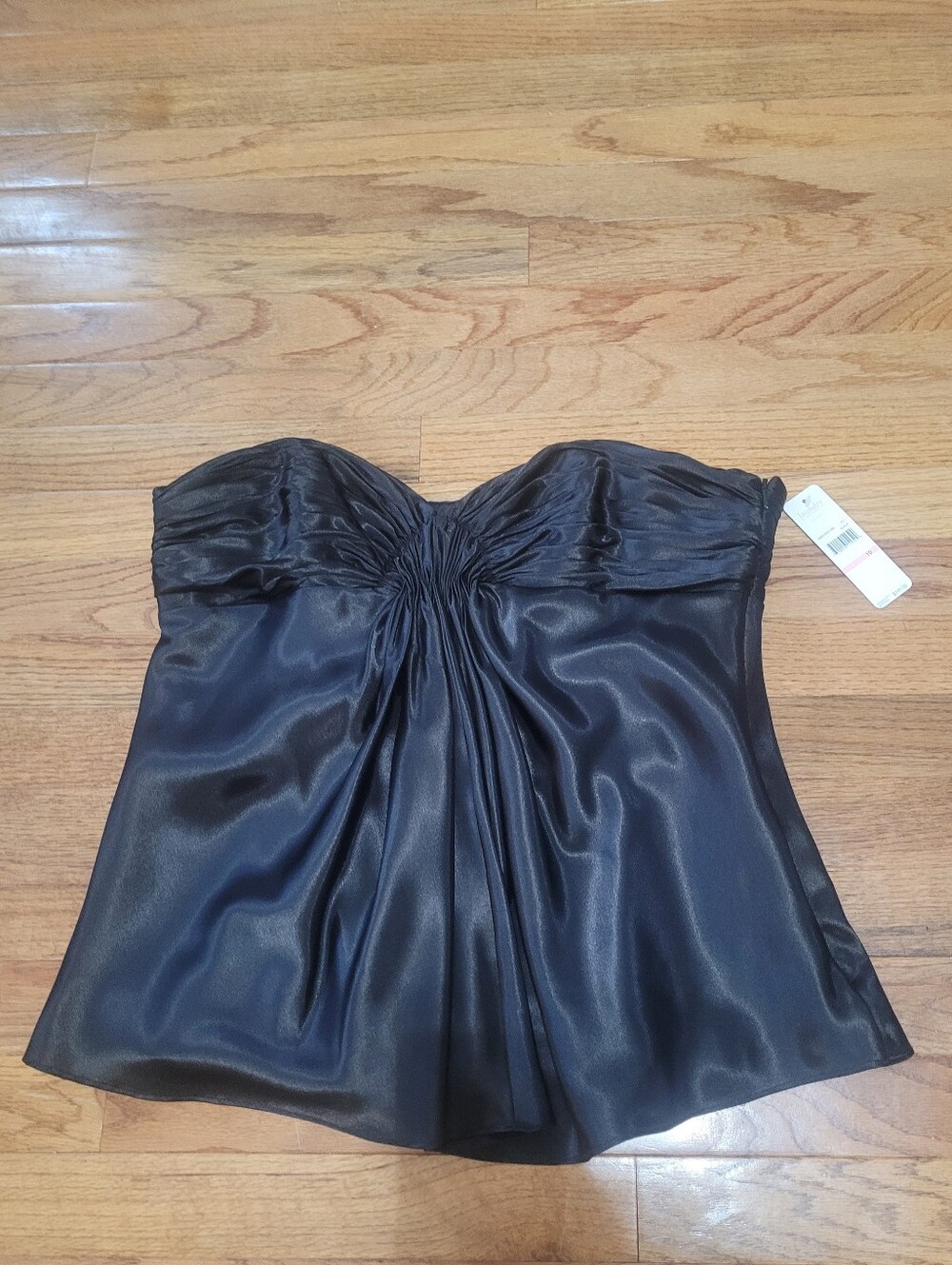 Laundry By Shelli Segal Strapless Black Satin Bustier Dress